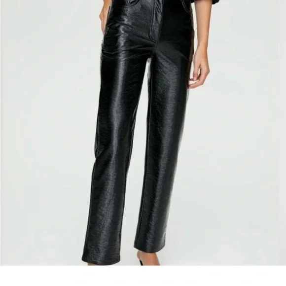 WILFRED Faux Leather Black Pant 6 - Picture 1 of 15